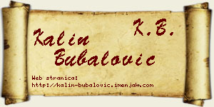 Kalin Bubalović vizit kartica